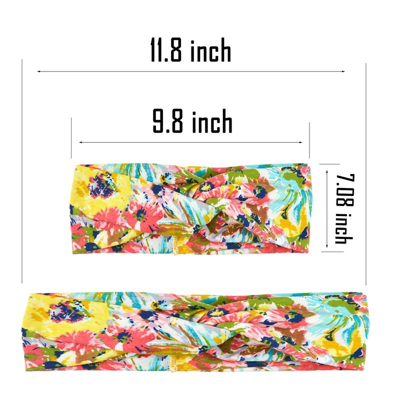 DRESHOW 8 Pack Women Headband Boho Floal Style Criss Cross Head Wrap Elastic Hair Accessories - Image 4